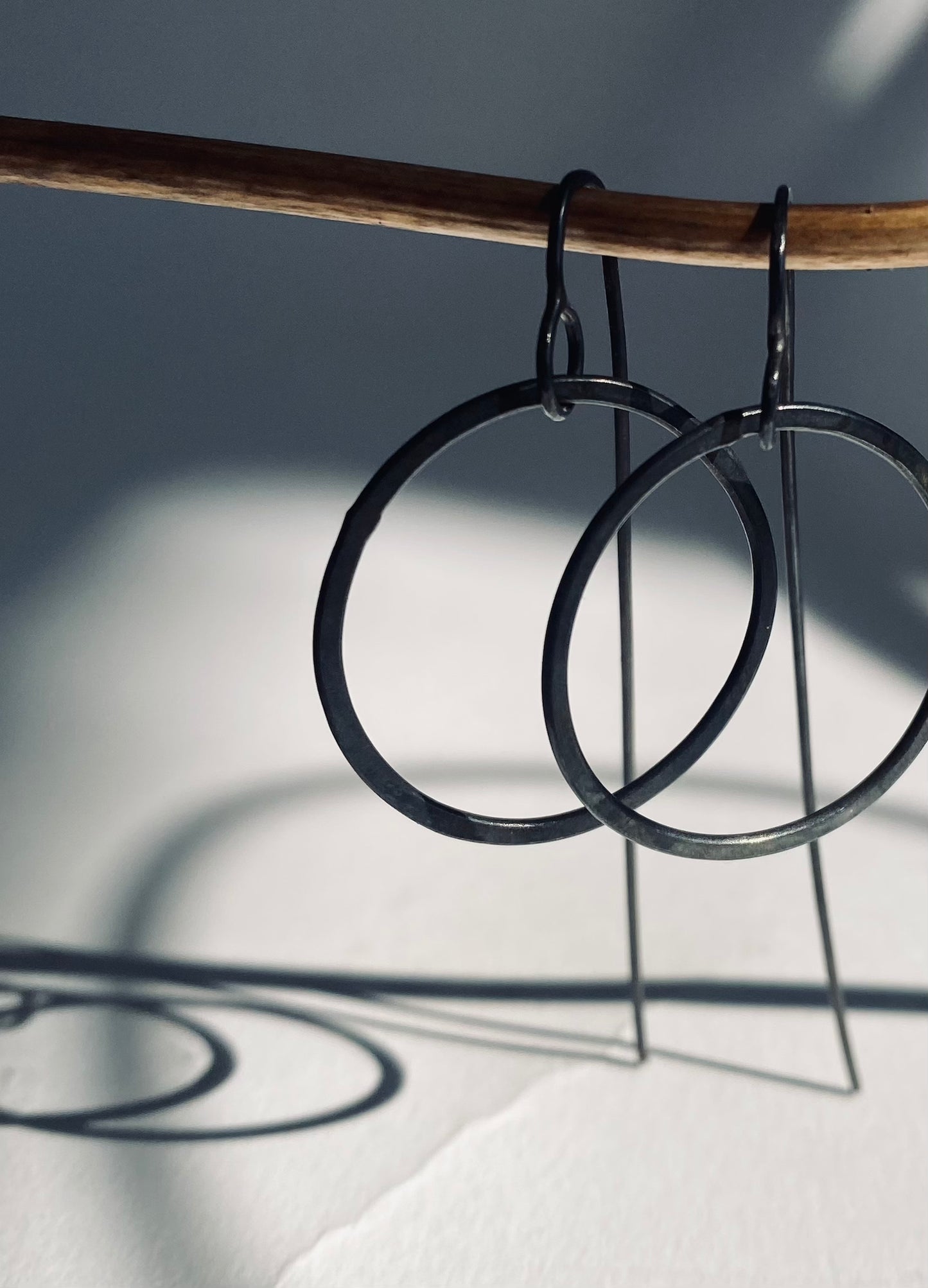 Black Eco-Silver Hoop Earrings