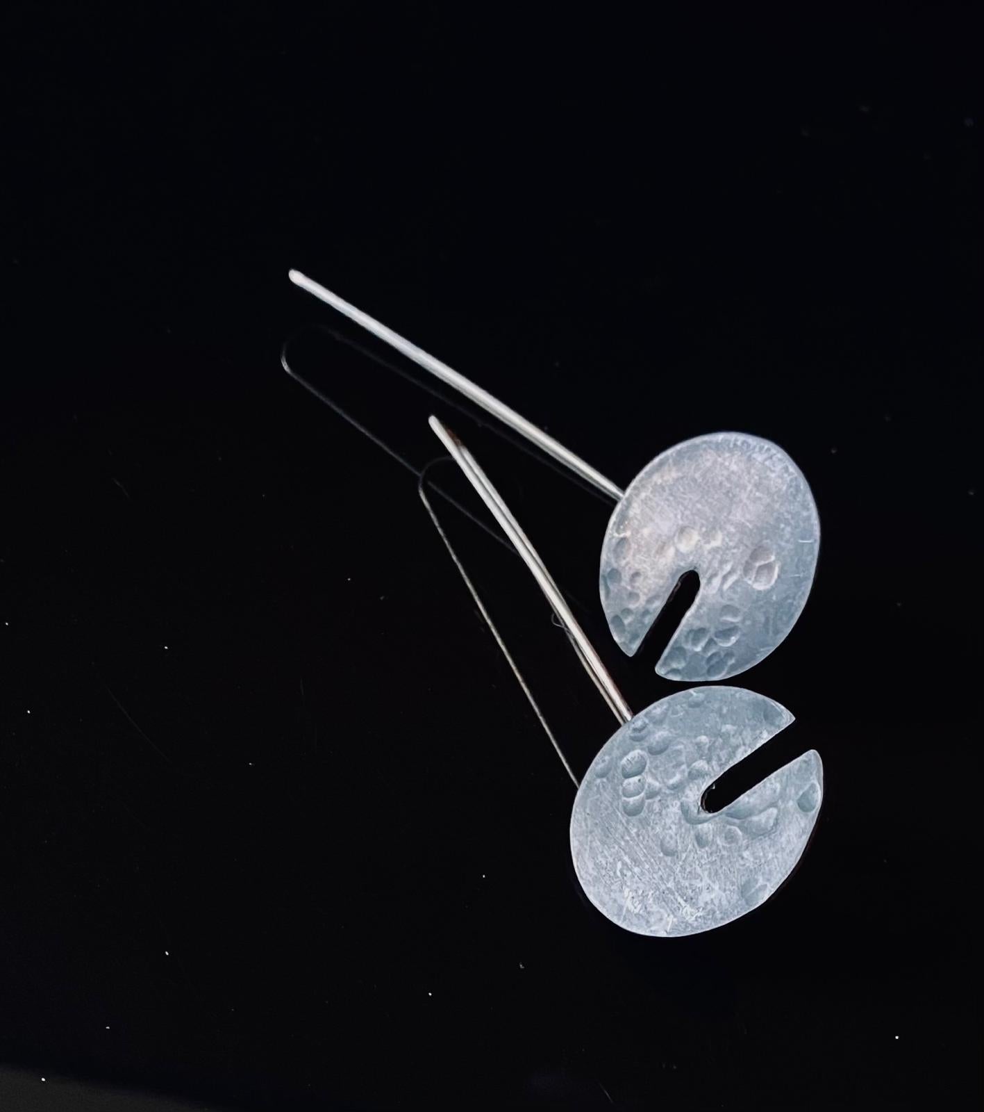 Luna Quarter Hammered Recycled Silver Drop Earrings