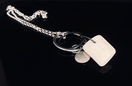 Terra Bone and Silver Charm Necklace