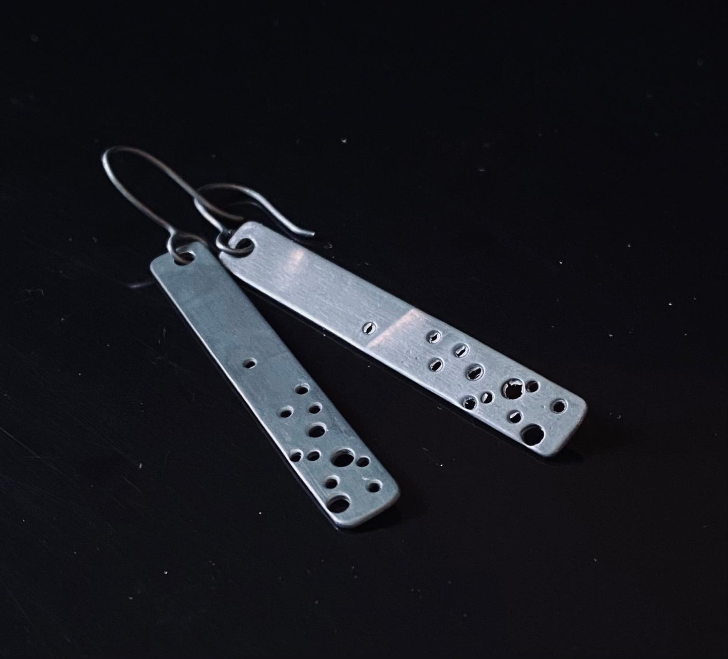 Luna Dark Perforated Drop Earrings