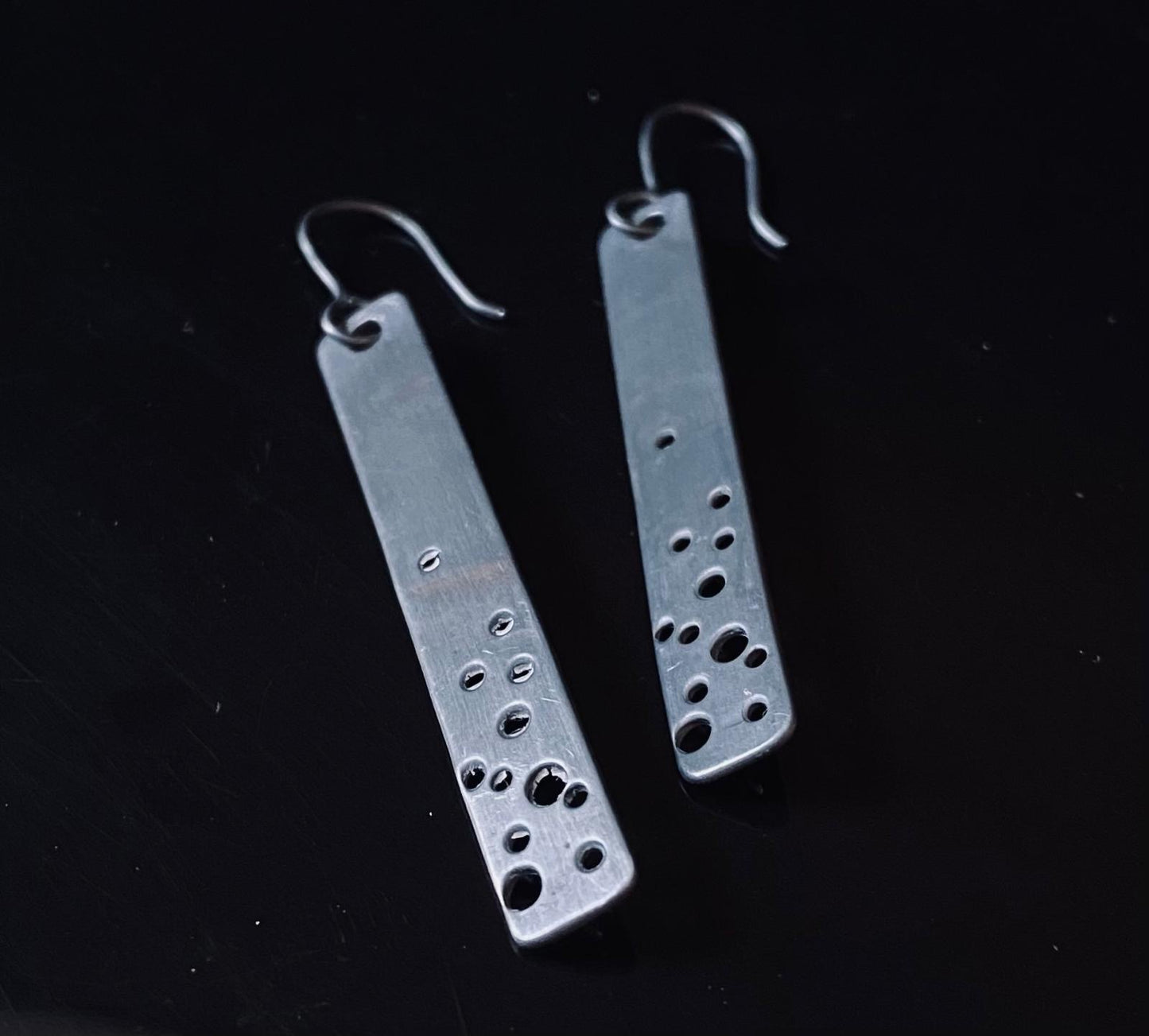 Luna Dark Perforated Drop Earrings