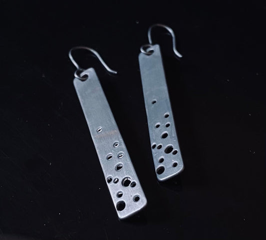 Luna Dark Perforated Drop Earrings