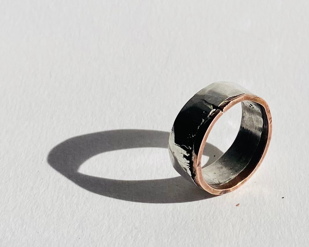 Reticulated Eco Silver + Recycled Copper Ring