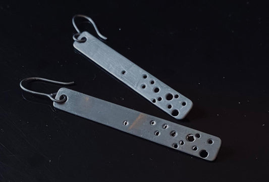 Luna Dark Perforated Drop Earrings