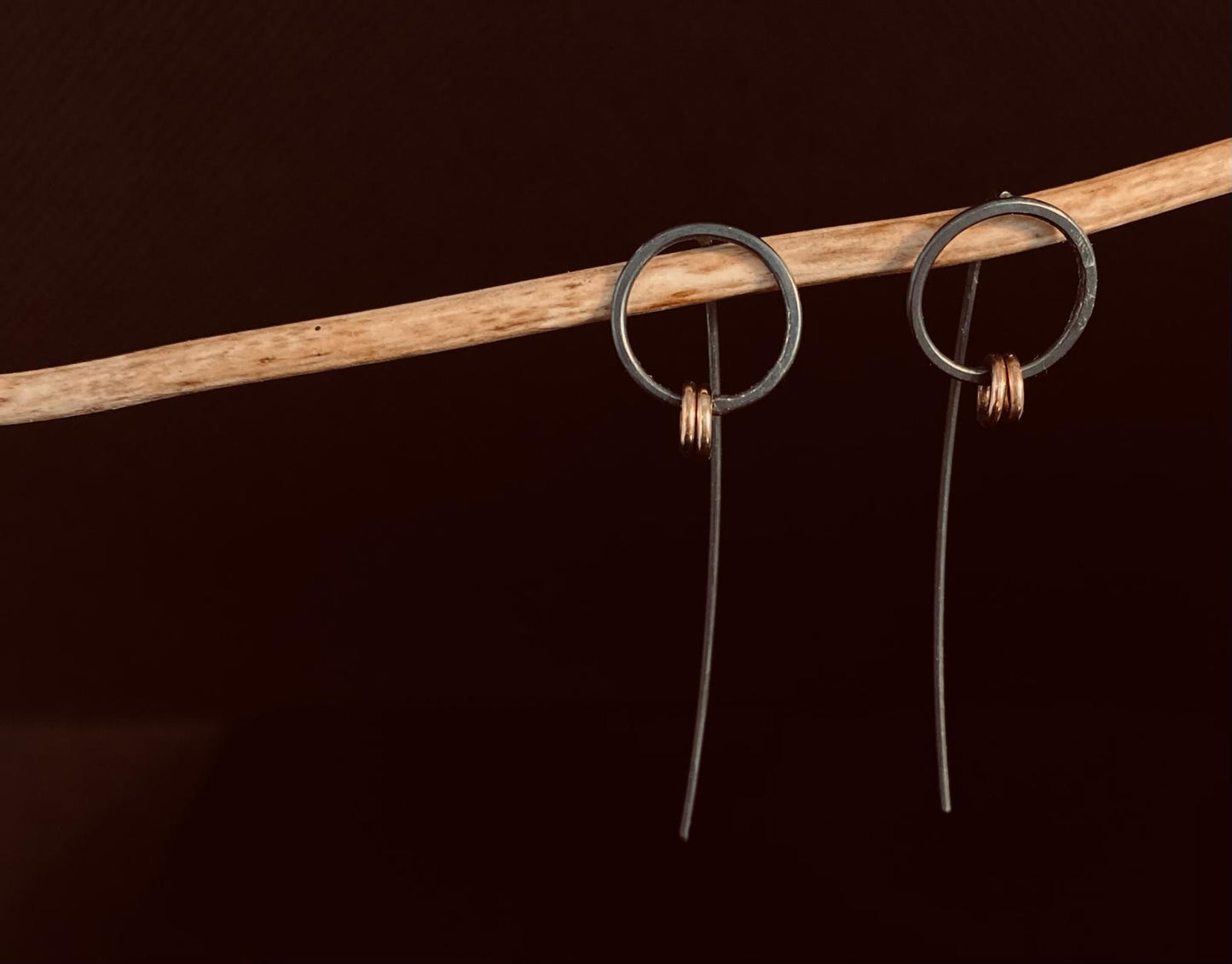Luna Recycled Blackened Silver Fire Drop Earrings