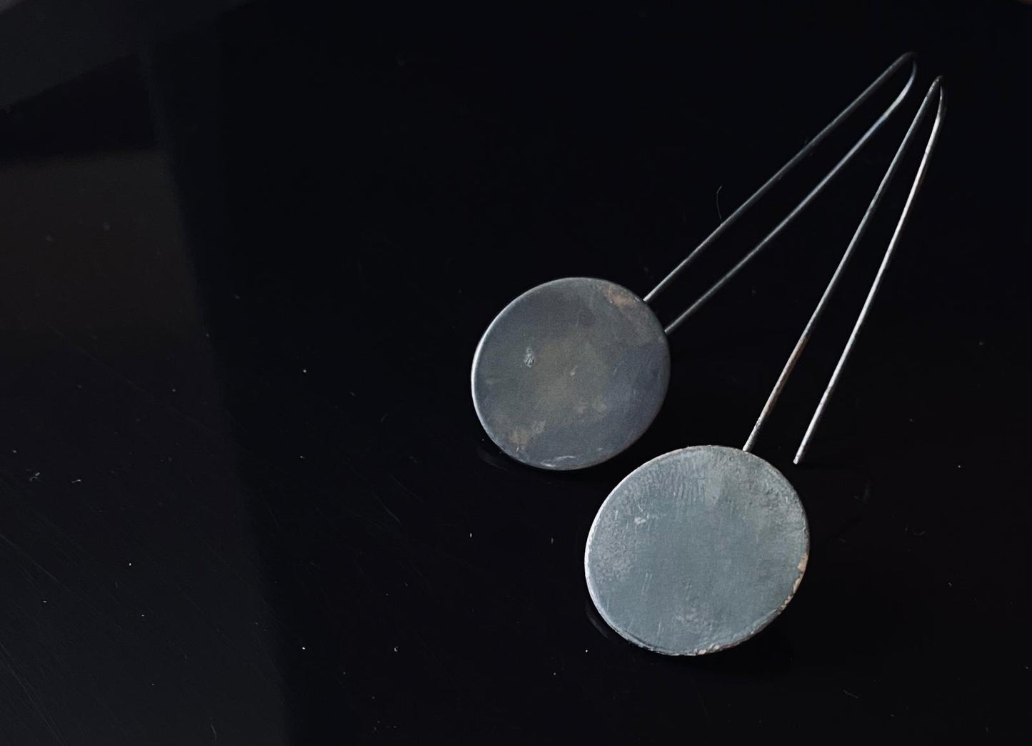 Luna Flattened Recycled Silver Drop Earrings