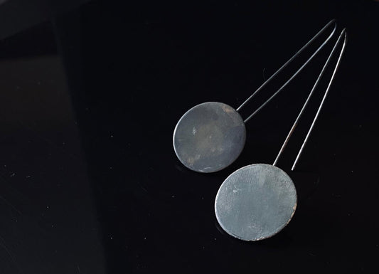 Luna Flattened Recycled Silver Drop Earrings