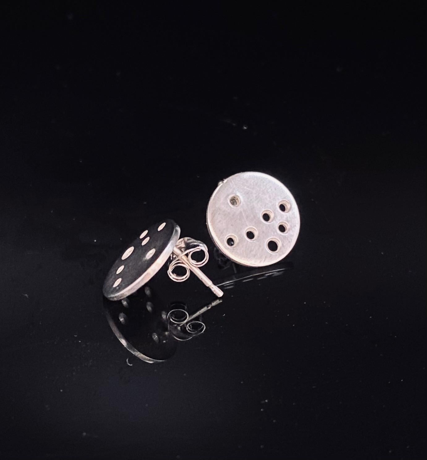 Satin Silver Perforated Stud Earrings