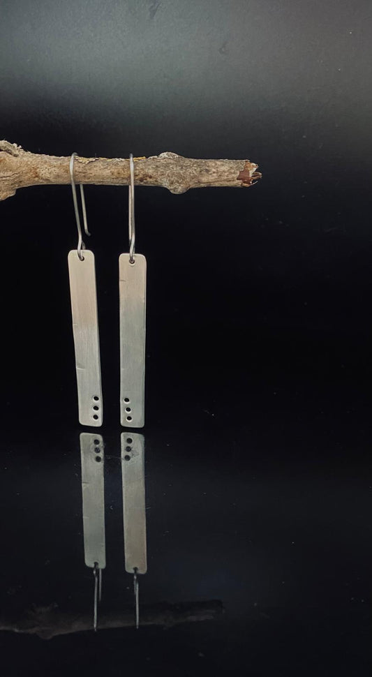 Luna Perforated Silver Drop Earrings