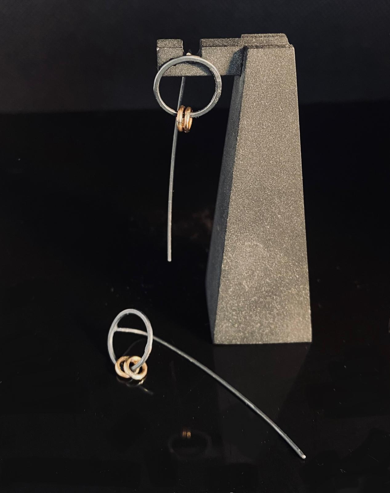 Luna Recycled Oxidised Silver Fire Drop Earrings