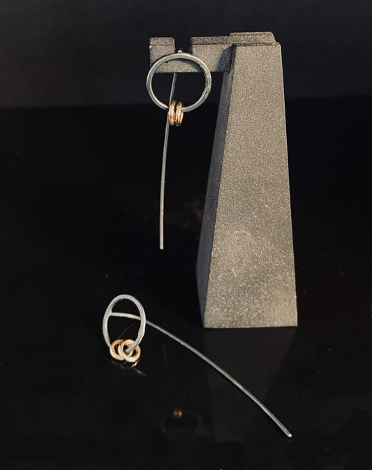 Luna Recycled Oxidised Silver Fire Drop Earrings