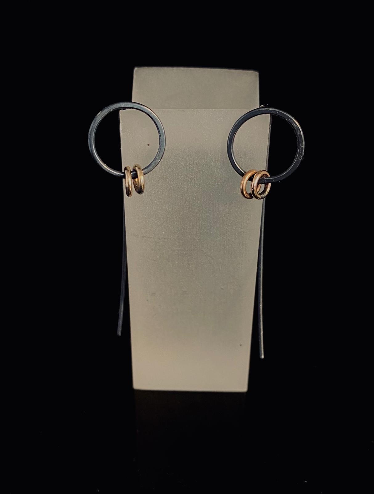 Luna Recycled Oxidised Silver Fire Drop Earrings