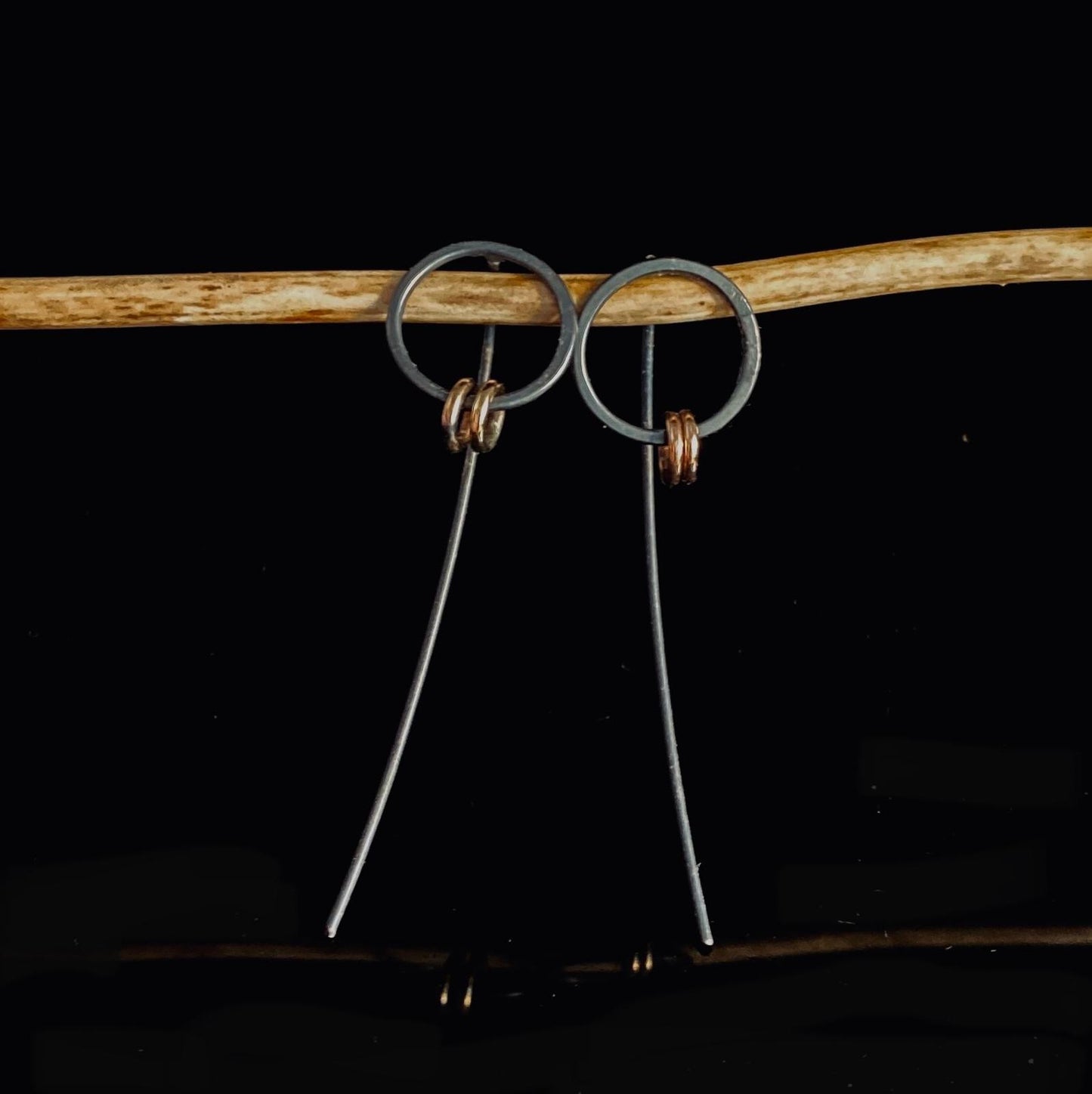 Luna Recycled Oxidised Silver Fire Drop Earrings