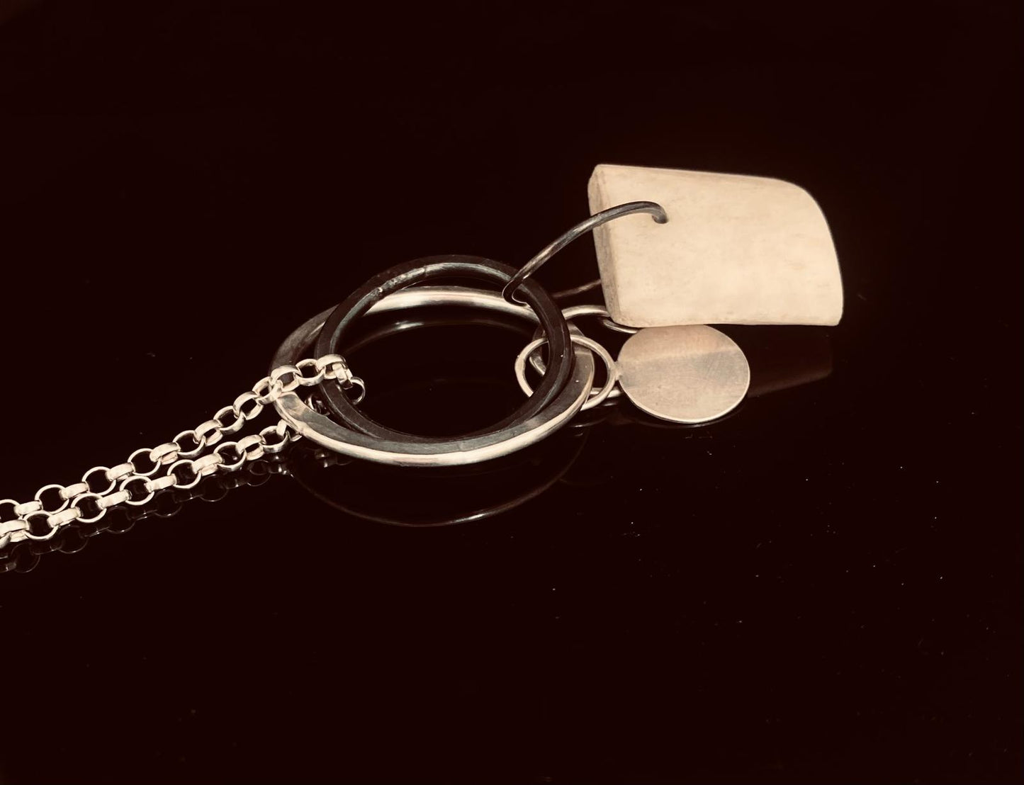 Terra Bone and Silver Charm Necklace