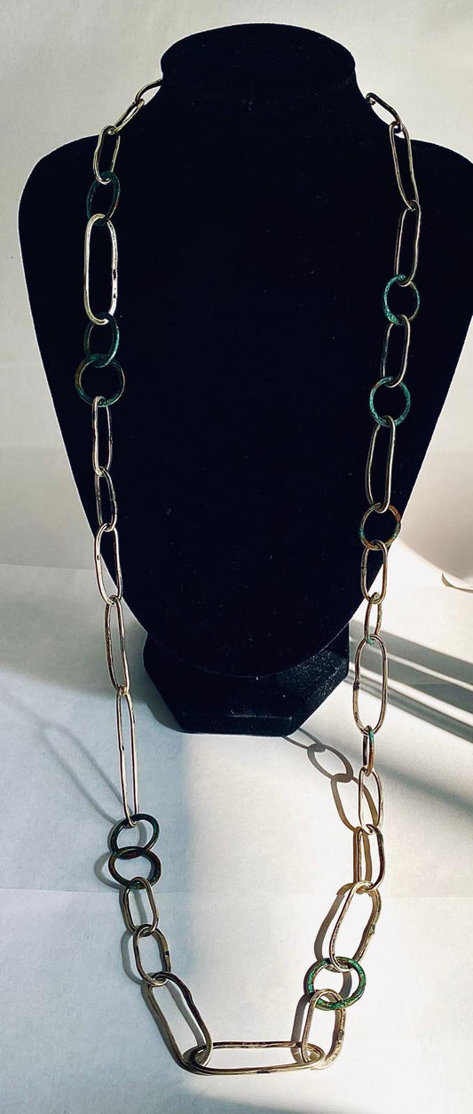 Verdigris Copper and Silver Link Neckpiece