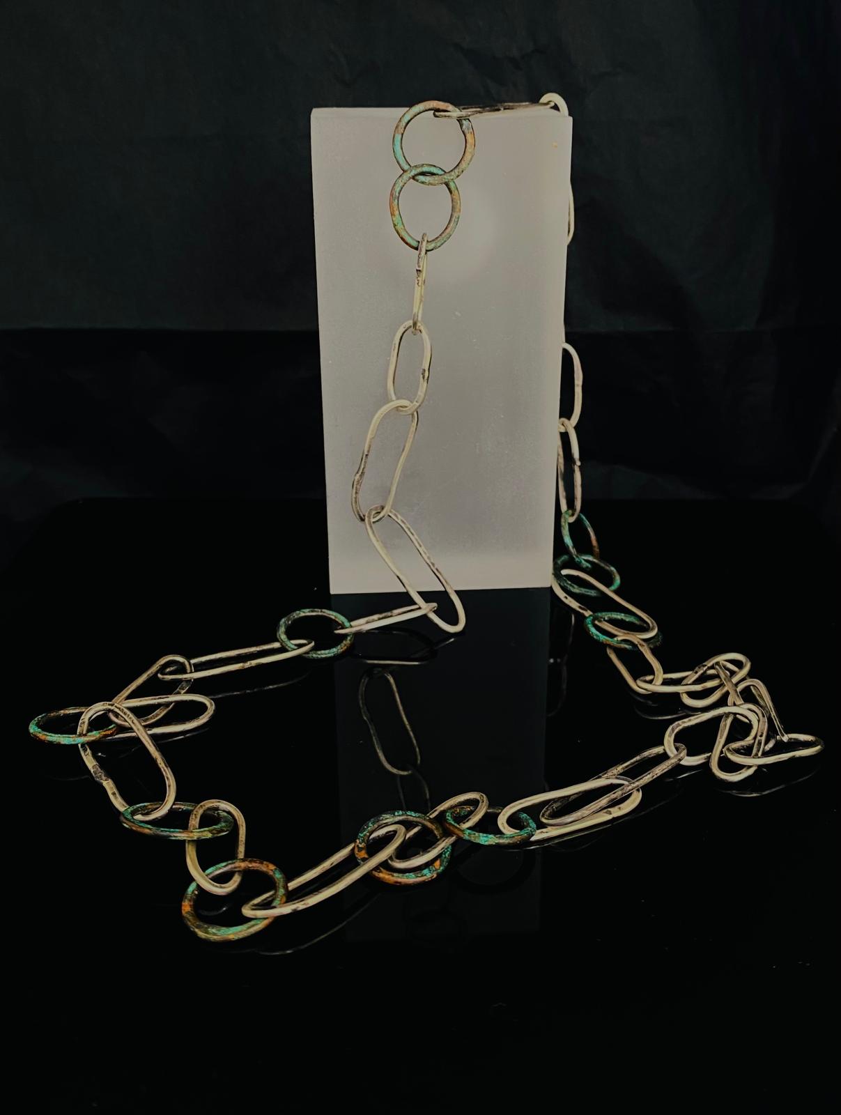 Verdigris Copper and Silver Link Neckpiece