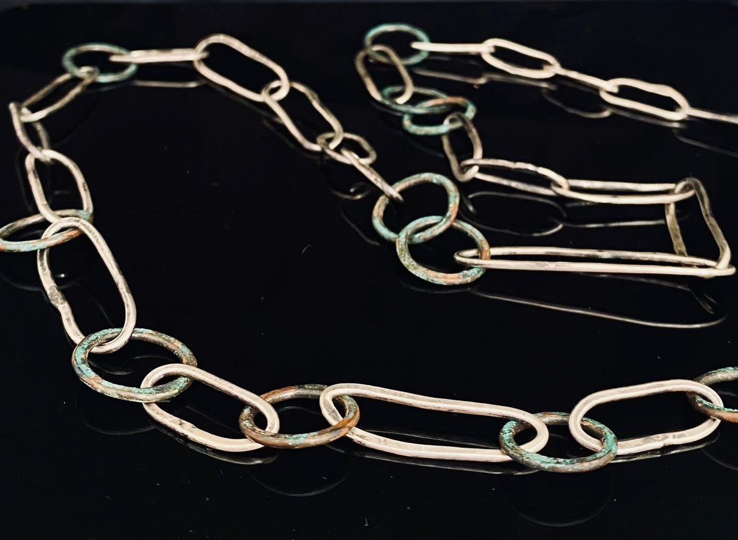 Verdigris Copper and Silver Link Neckpiece