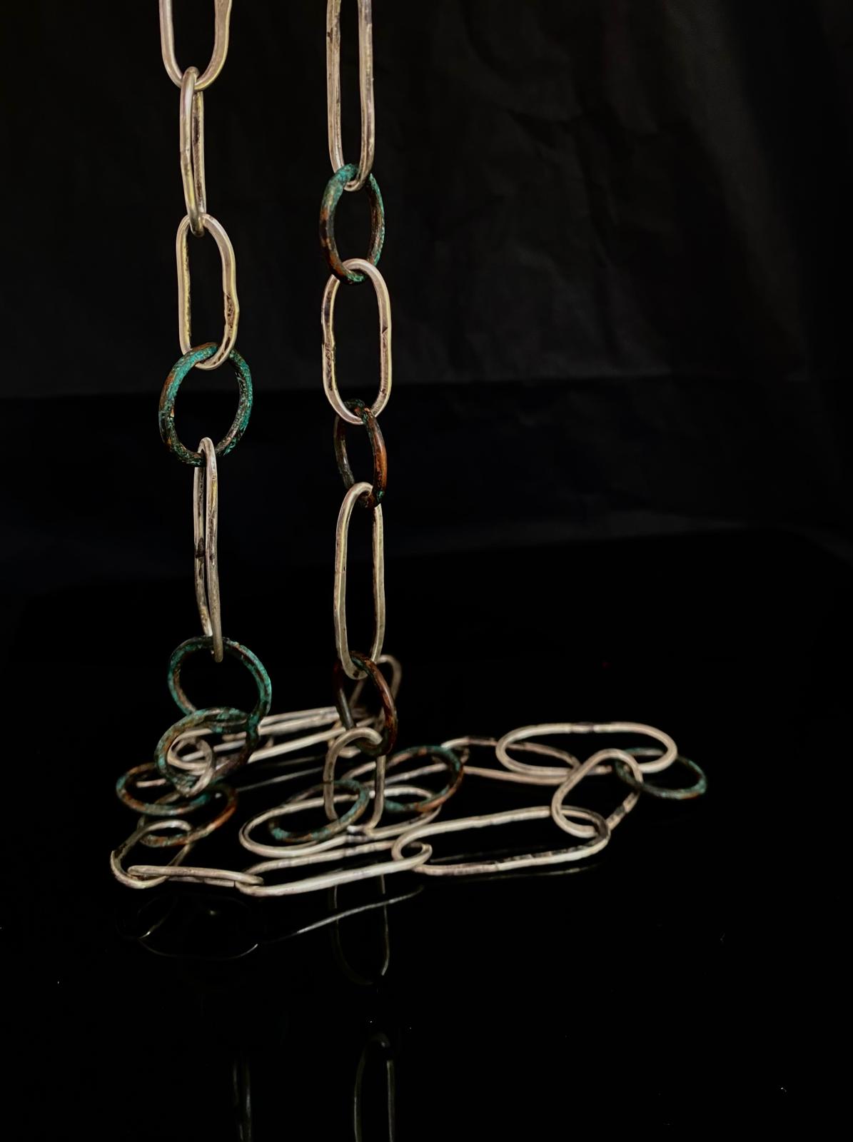 Verdigris Copper and Silver Link Neckpiece