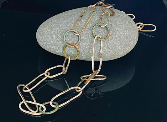 Verdigris Copper and Silver Link Neckpiece