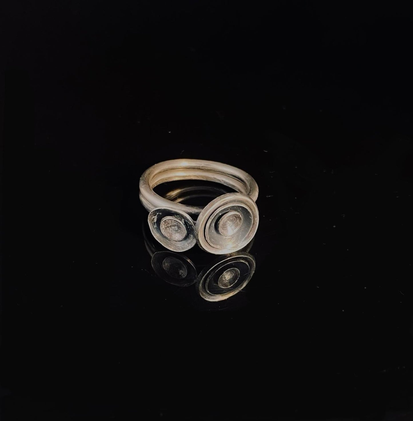 Satin Silver Layered Flower Stacking Rings