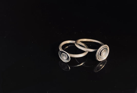 Satin Silver Layered Flower Stacking Rings