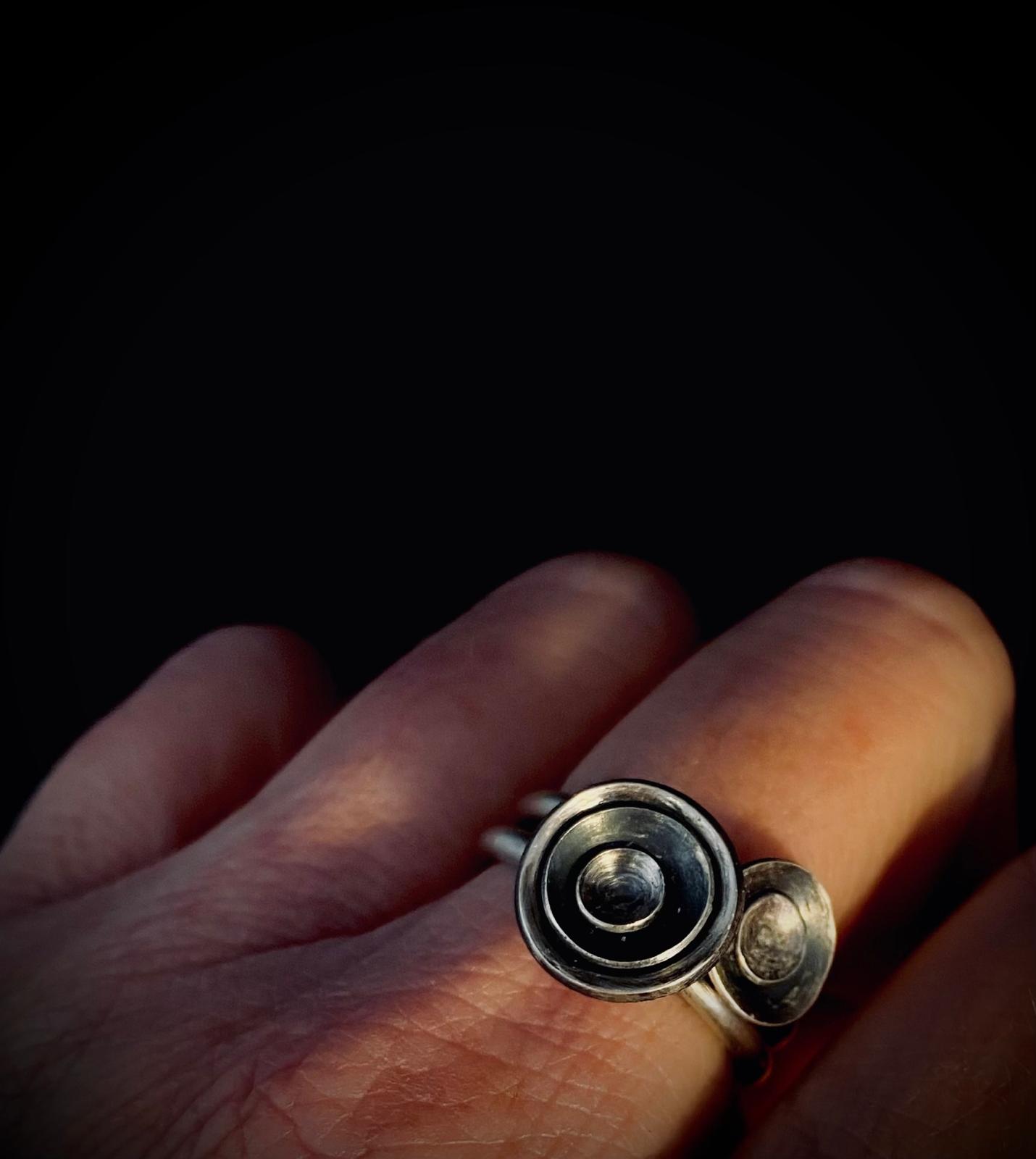 Satin Silver Layered Flower Stacking Rings